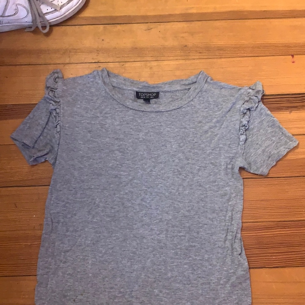Topshop grey T-shirt with frills